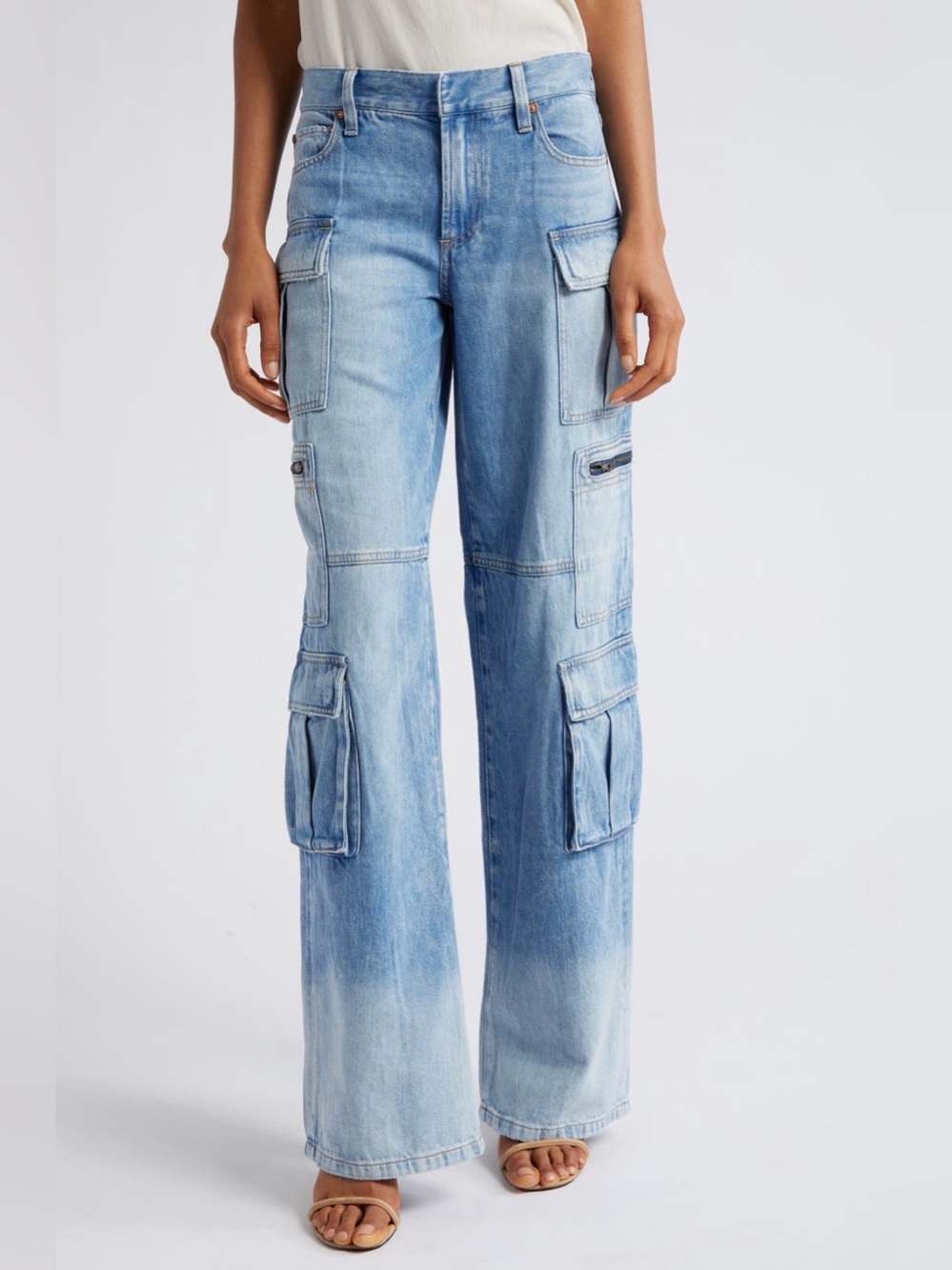Alice + Olivia Cay Baggy Cargo Ombré Jeans
